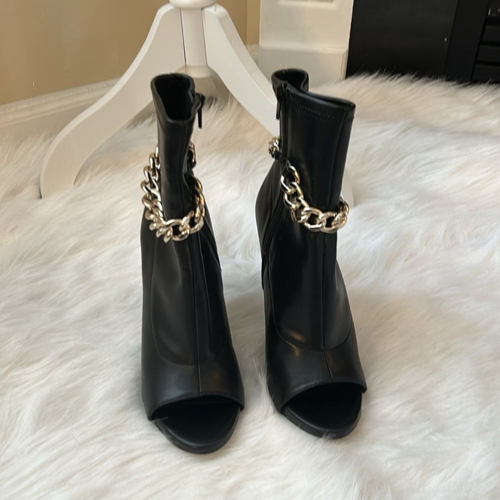 Steve Madden Womens Elettra Faux Leather Peep Toe Ankle Boots 8.5 - Picture 3 of 7